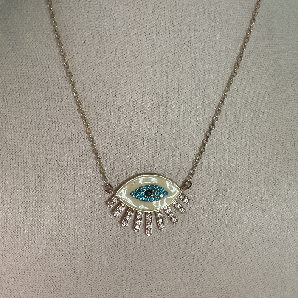 Source Unknown Gold Necklace with Eye Pendant - Picture 2 of 3